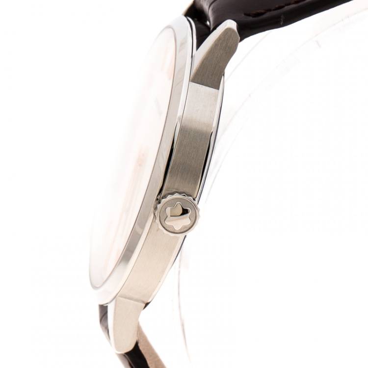 Pre Owned Montblanc Silver White Stainless Steel Heritage Spirit 7299 Men's Wristwatch 41 mm