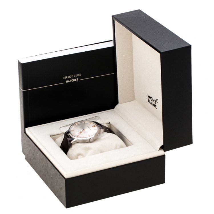 Pre Owned Montblanc Silver White Stainless Steel Heritage Spirit 7299 Men's Wristwatch 41 mm
