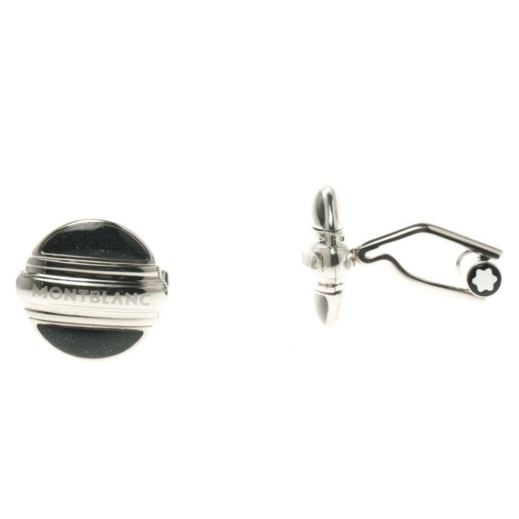 Pre Owned Montblanc Bicolor Lacquer Reversible Stainless Steel Heritage Cufflinks