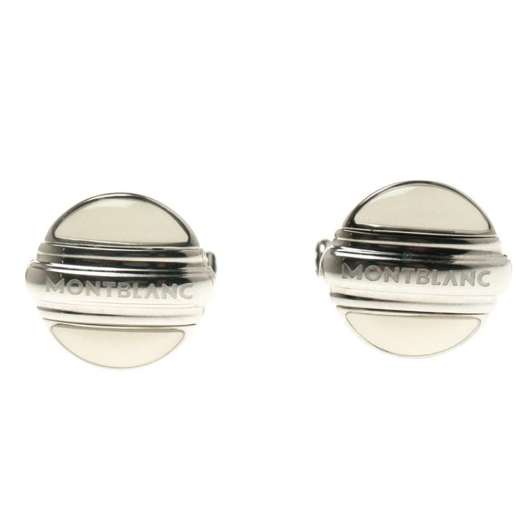 Pre Owned Montblanc Bicolor Lacquer Reversible Stainless Steel Heritage Cufflinks