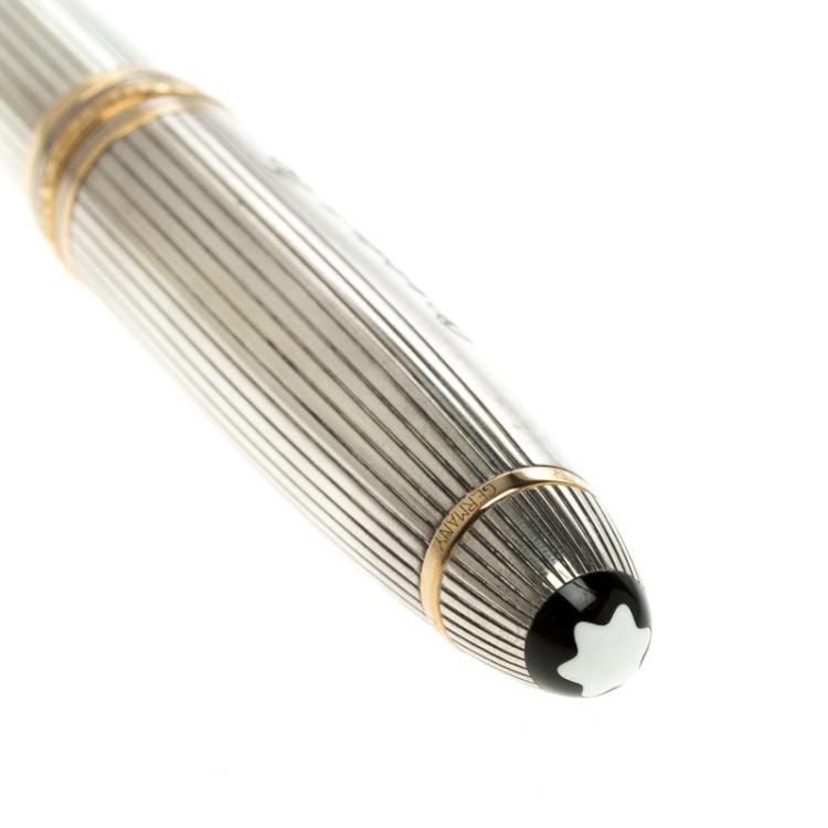 مملوكة مسبقًا Montblanc Meisterstuck Solitaire 146 Silver Fountain Pen, 18k Gold Nib
