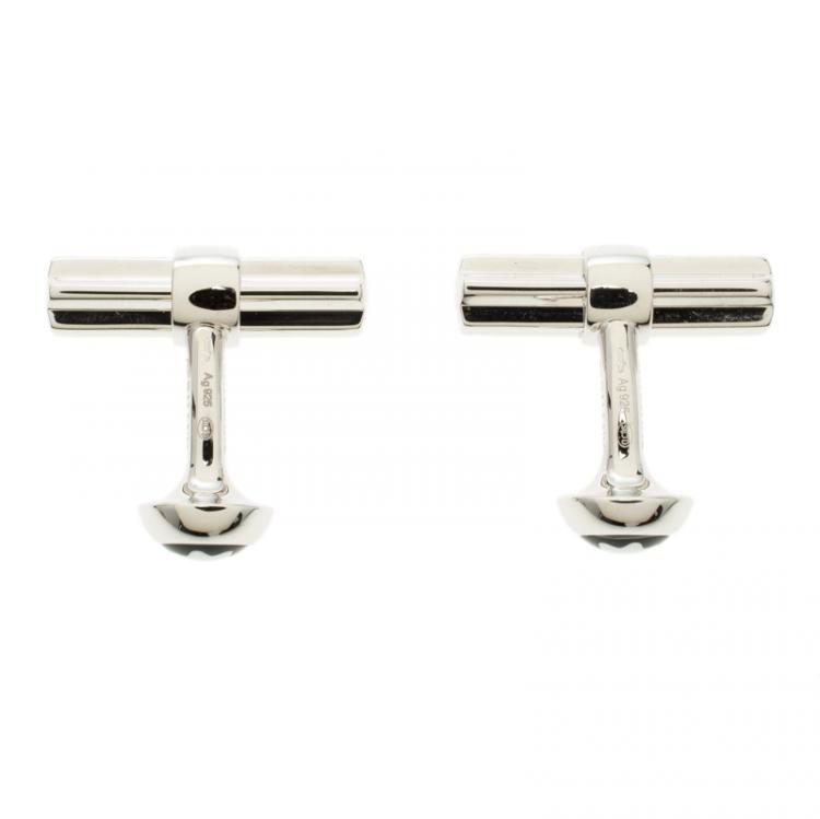 Pre Owned Montblanc Star Bar Silver Cufflinks