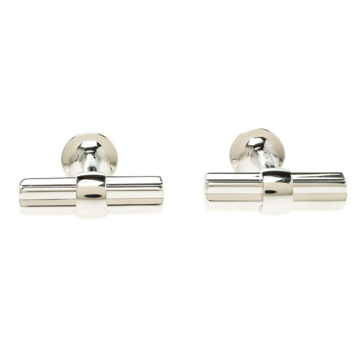 Pre Owned Montblanc Star Bar Silver Cufflinks