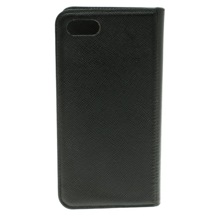 Pre Owned Montblanc Black Leather Iphone 7 Flip Case