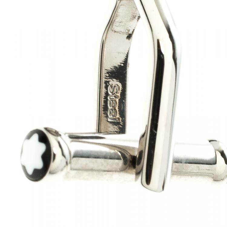 Pre Owned Montblanc Circular Disc Stainless Steel & Grey PVD Coated Cufflinks