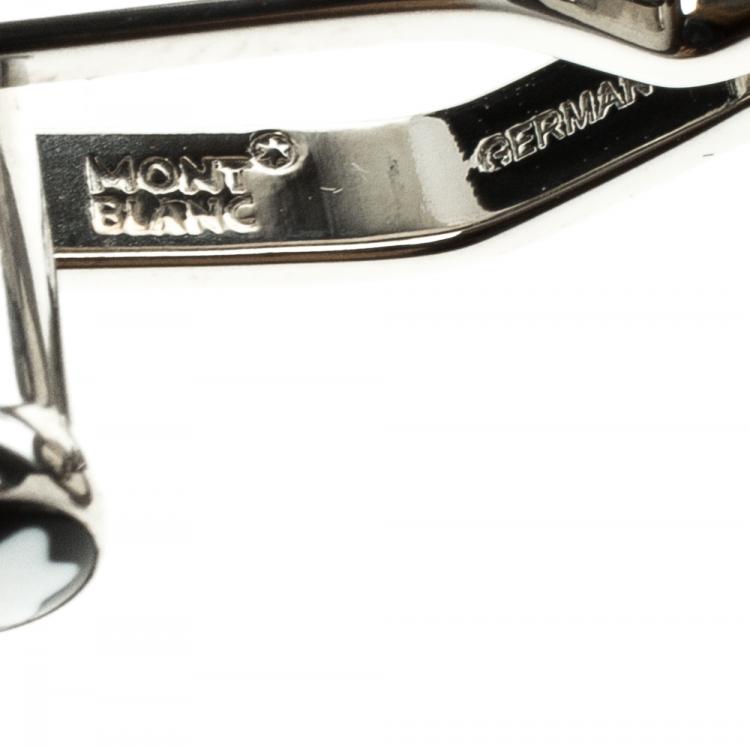 Pre Owned Montblanc Circular Disc Stainless Steel & Grey PVD Coated Cufflinks