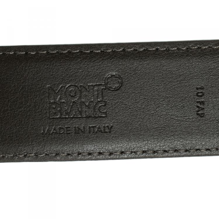 Pre Owned Montblanc Dark Brown Leather Classic Line Buckle Belt 120cm