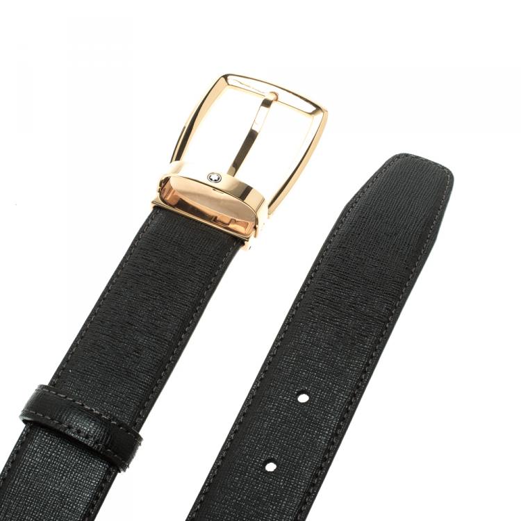 Pre Owned Montblanc Dark Brown Leather Classic Line Buckle Belt 120cm