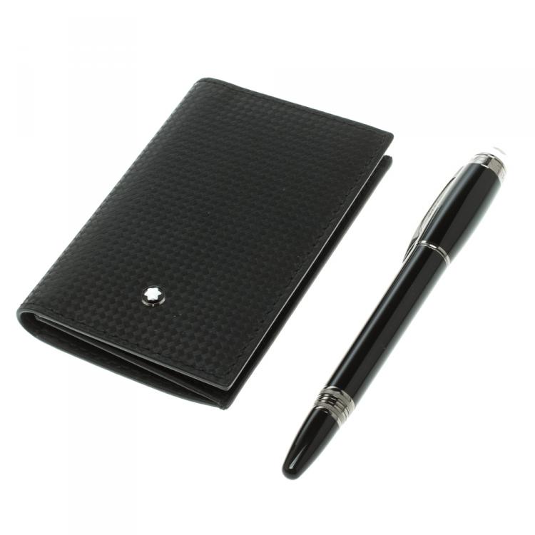 Pre Owned Montblanc StarWalker Midnight Black Fineliner & Extreme Business Card Holder Set
