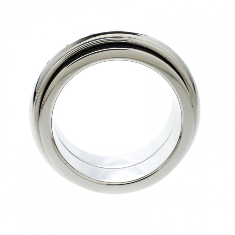 Pre Owned Montblanc Men's Contemporary Collection Black PVD Steel Sliding Ring Size 64