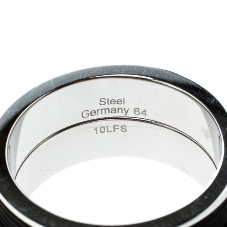 Pre Owned Montblanc Men's Contemporary Collection Black PVD Steel Sliding Ring Size 64