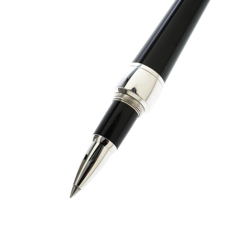 Pre Owned Montblanc Etoile Diamond Black Resin Platinum Finish Rollerball Pen