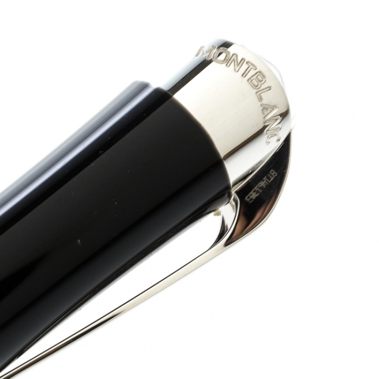 Pre Owned Montblanc Etoile Diamond Black Resin Platinum Finish Rollerball Pen