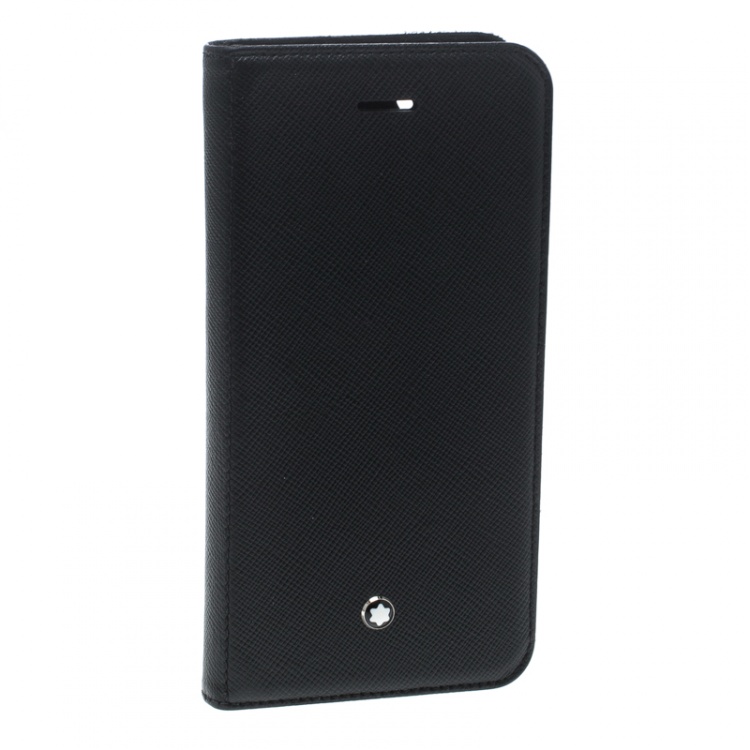 Pre Owned Montblanc Black Leather iPhone 7 Flip Case