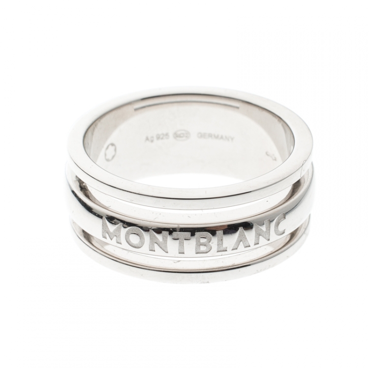 Pre Owned Montblanc Creative Silver Skeletted Men's Band Ring Size 68
