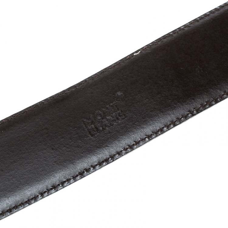 Pre Owned Montblanc Dark Brown Lizard Embossed Leather Belt 95cm