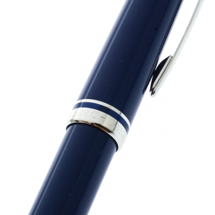 Pre Owned Montblanc Blue Resin Platinum Finish Ballpoint Pen 