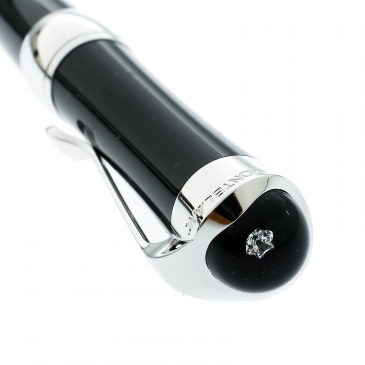 Pre Owned Montblanc Etoile Diamond Black Resin Platinum Finish Rollerball Pen