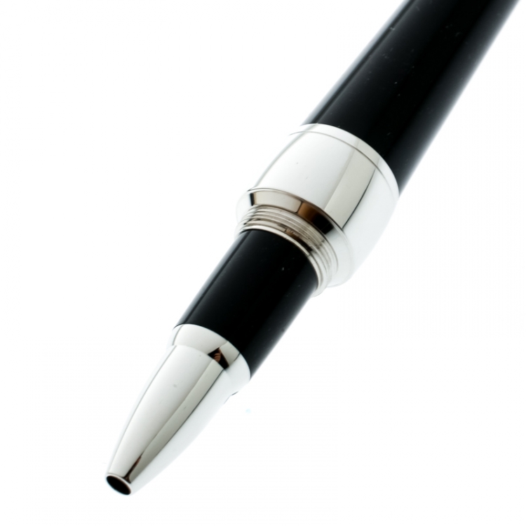 Pre Owned Montblanc Etoile Diamond Black Resin Platinum Finish Rollerball Pen