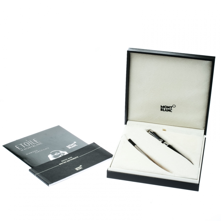 Pre Owned Montblanc Etoile Diamond Black Resin Platinum Finish Rollerball Pen