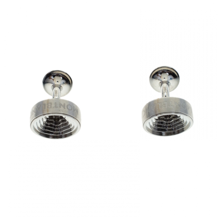 مملوكة مسبقًا Montblanc Heritage Concentric Star Engraved Stainless Steel Round Cufflinks