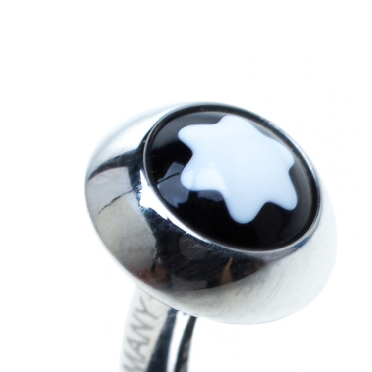 مملوكة مسبقًا Montblanc Heritage Concentric Star Engraved Stainless Steel Round Cufflinks