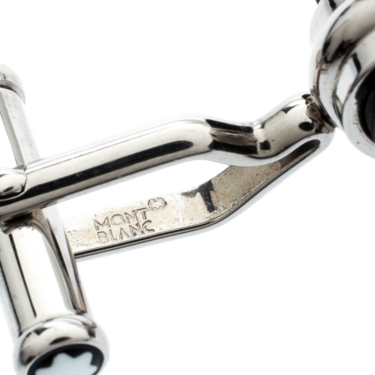 Pre Owned Montblanc Black Stainless Steel Resin Cufflinks