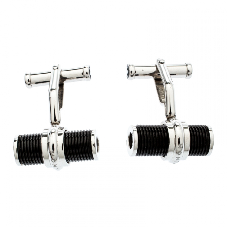 Pre Owned Montblanc Black Stainless Steel Resin Cufflinks