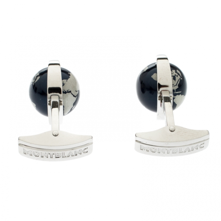 مملوكة مسبقًا Montblanc Stainless Steel Heritage Spirit Globe Cufflinks