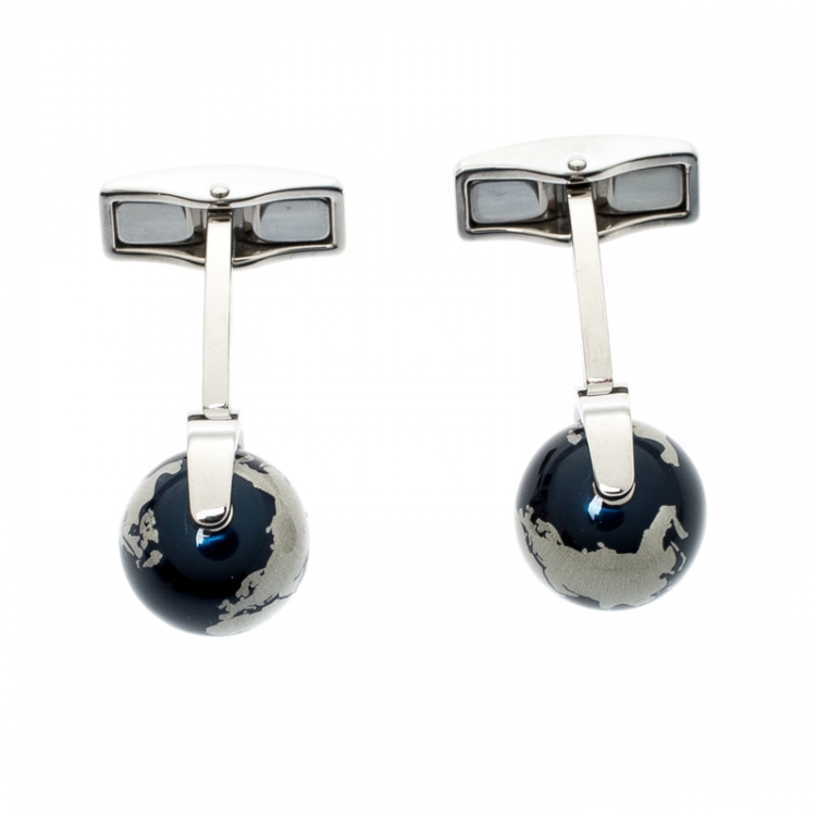 مملوكة مسبقًا Montblanc Stainless Steel Heritage Spirit Globe Cufflinks