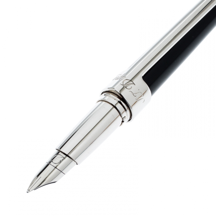 Pre Owned S.T. Dupont Black Resin Palladium Defi 400674 Fountain Pen
