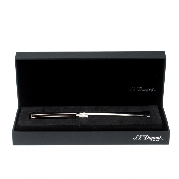 Pre Owned S.T. Dupont Black Resin Palladium Defi 400674 Fountain Pen