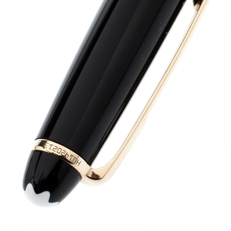 Pre Owned Montblanc Black Meisterstuck Resin Gold Tone Ballpoint Pen