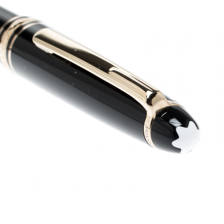 Pre Owned Montblanc Black Meisterstuck Resin Gold Tone Ballpoint Pen