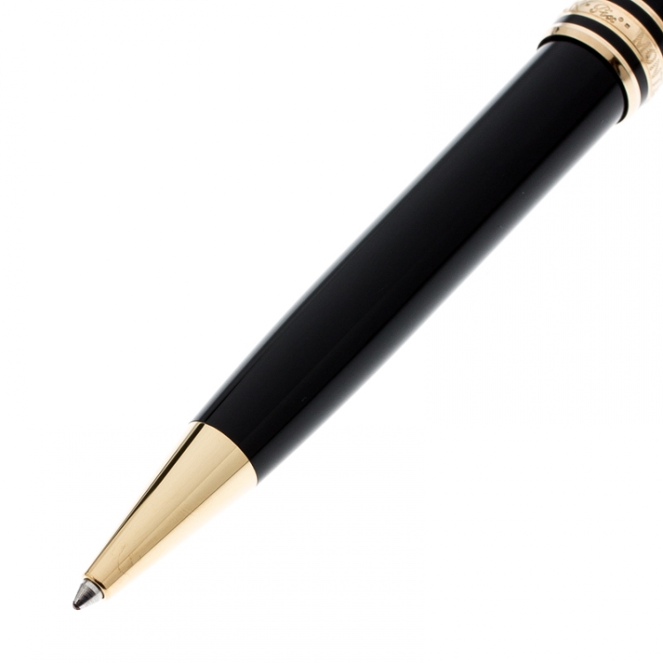 Pre Owned Montblanc Black Meisterstuck Resin Gold Tone Ballpoint Pen