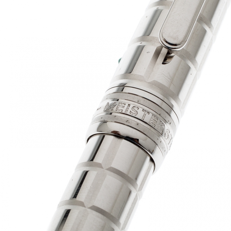 Pre Owned Montblanc Silver Facet 38247 Platinum Plated Rollerball Pen