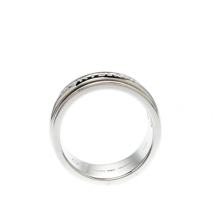 Pre Owned Montblanc Three Ring Motif Silver Men's Band Ring Size 68