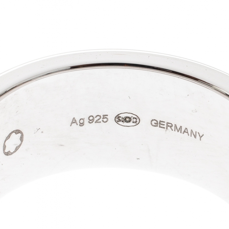 Pre Owned Montblanc Three Ring Motif Silver Men's Band Ring Size 68