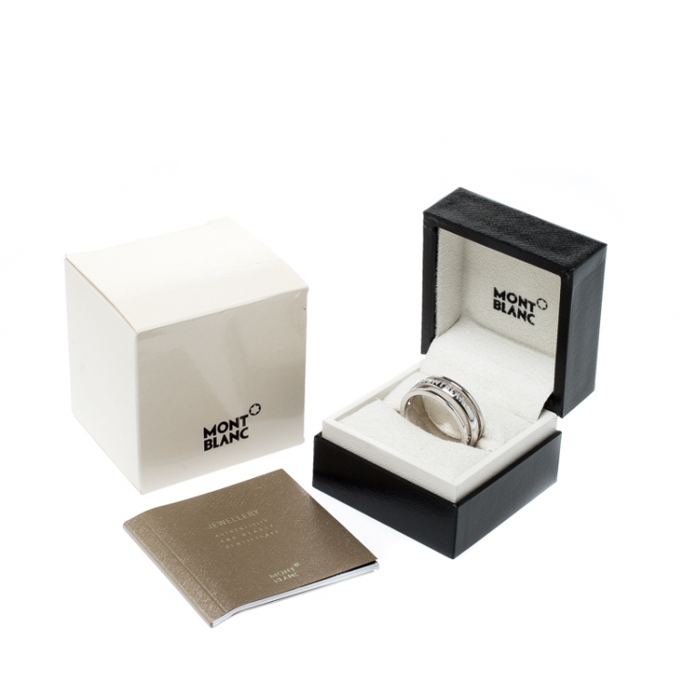Pre Owned Montblanc Three Ring Motif Silver Men's Band Ring Size 68