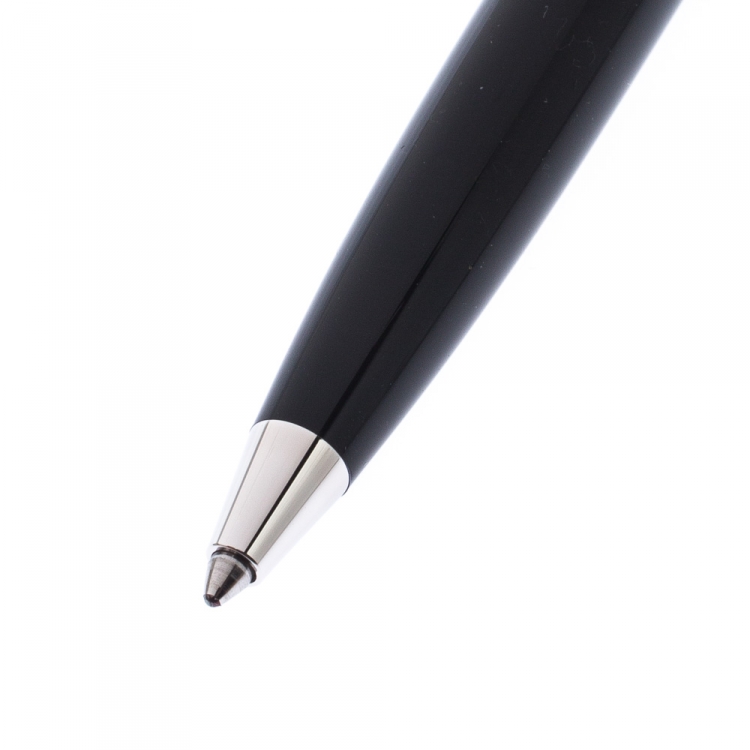 Pre Owned Montblanc Black Resin Platinum Finish Ballpoint Pen 