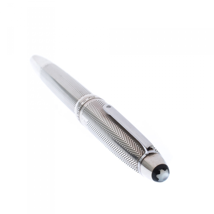 Pre Owned Montblanc Meisterstuck LeGrand Solitaire Silver Barley Fountain Pen