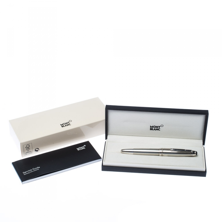 Pre Owned Montblanc Meisterstuck LeGrand Solitaire Silver Barley Fountain Pen