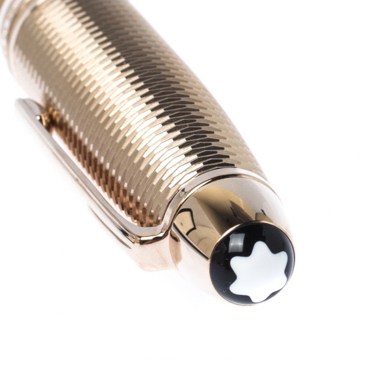 Pre Owned Montblanc Meisterstück Geometry Solitaire LeGrand Textured Champagne Gold Coated Rollerball Pen