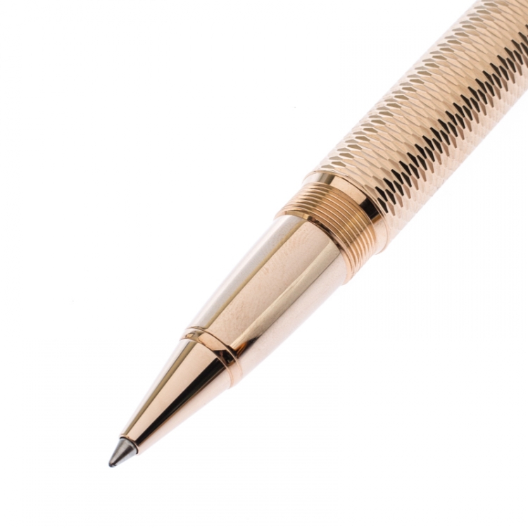Pre Owned Montblanc Meisterstück Geometry Solitaire LeGrand Textured Champagne Gold Coated Rollerball Pen