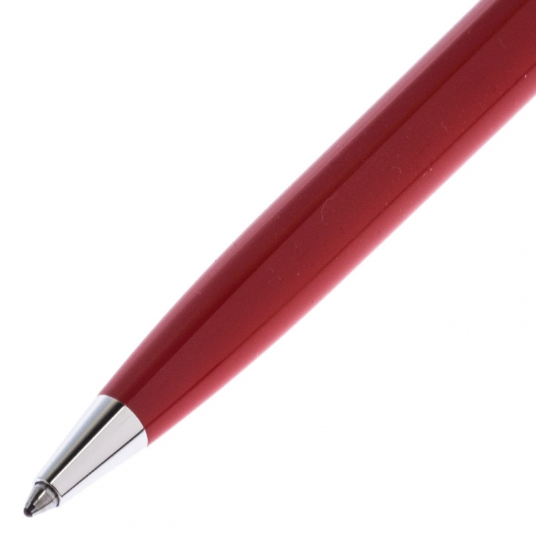 Pre Owned Montblanc Red Resin Platinum Finish Ballpoint Pen 