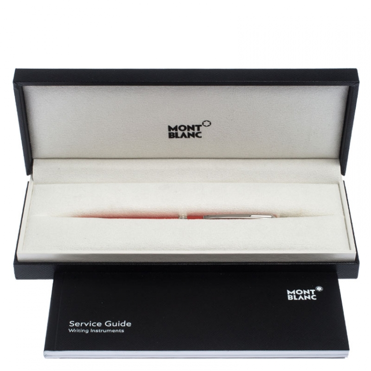 Pre Owned Montblanc Red Resin Platinum Finish Ballpoint Pen 