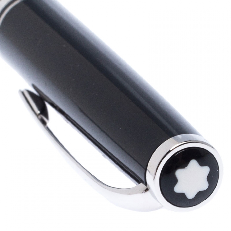 Pre Owned Montblanc Black Resin Platinum Finish Ballpoint Pen 