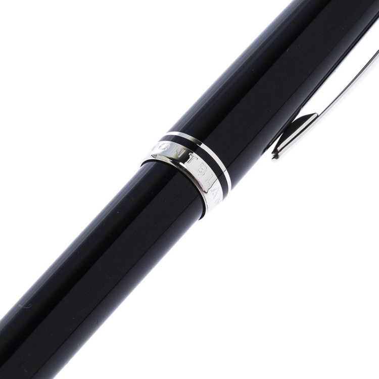 Pre Owned Montblanc Black Resin Platinum Finish Ballpoint Pen 