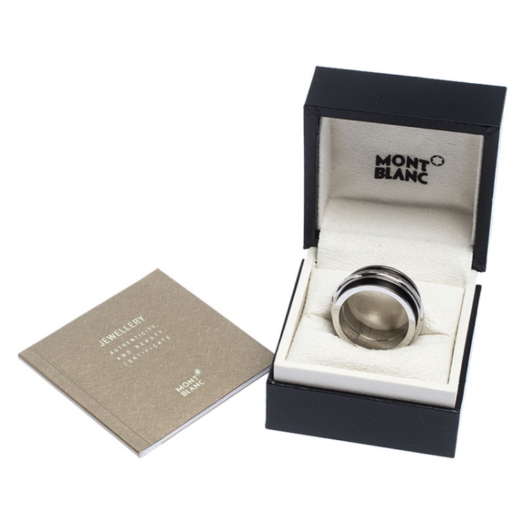 Pre Owned Montblanc Men's Contemporary Collection Black PVD Steel Sliding Ring Size 64