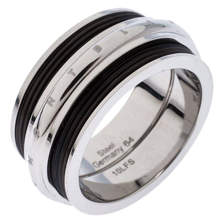 Pre Owned Montblanc Men's Contemporary Collection Black PVD Steel Sliding Ring Size 64